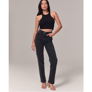 Abercrombie & Fitch The 90s Straight Ultra High Rise Curve Love Black Jeans 27 S